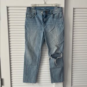 Old Navy Light Blue Distressed Ankle Cropped Jeans